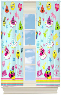 emoji Raining Room Darkening Drapes Panels for Kids Window Curtains - 2 Panels 42 X 63 Inch