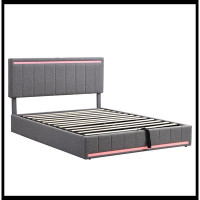 Wrought Studio Upholstered Platform Bed with Hydraulic Storage System, LED Light and USB Ports