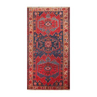 Isabelline Isabelline 5'10''X12'2'' Hand Knotted Wool Kazakh Oriental Area Rug Navy, Red Colour