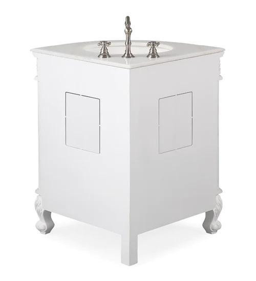 24 Inch Corner Classic Collection in Light Walnut & White Corner w Marble Countertop Bathroom Sink Vanity  CFF in Cabinets & Countertops - Image 4