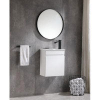 Ebern Designs 18 Inch White Minimalist Wall Mounted Mini Single Bathroom Dressing Table Set