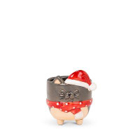 Trinx Cat With Santa Hat Footed Planter