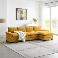 Latitude Run® [new Video] 118x55'' L-shaped Modern Chenille Cloud Sofa: 5-seat, Double Cushion, Sleeper Couch With Chais