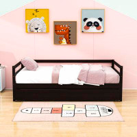 Red Barrel Studio Twin Size Wooden Daybed with Trundle, Extendable Bed
