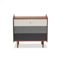 Ebern Designs Lefancy Katrea Mid-Century Modern Multicolor and Finished Wood 3-Drawer Chest