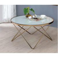 Mercer41 Frosted Glass Coffee Table With Metal Base