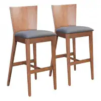 TODAY DECOR TDC Set of Two 29" Black And Silver Steel Low Back Bar Height Bar Chairs
