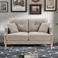 Latitude Run® Modern Stylish Polyester Fabric Upholstered Loveseat With USB Outlet And Two Pillows, For Indoor Use