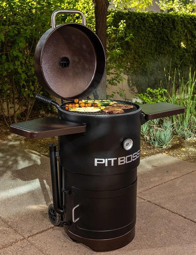 Pit Boss® Vertical Barrel Charcoal/Pellet Smoker Mahogany PBV24CB in BBQs & Outdoor Cooking