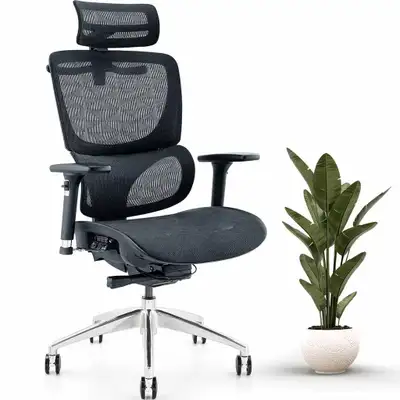 8 of 10 MotionGrey Space Mesh Executive Ergonomic Desk Chair with Adjustable Headrest and Backrest Swivel Task Home Chai