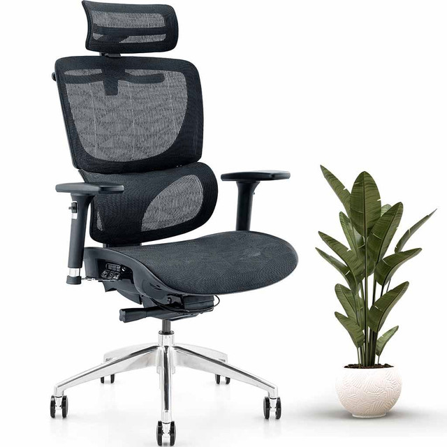 8 of 10 MotionGrey Space Mesh Executive Ergonomic Desk Chair with Adjustable Headrest and Backrest Swivel Task Home Chai in Chairs & Recliners