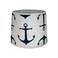 Breakwater Bay Cotton Drum Lamp Shade ( Screw on ) in White/Blue