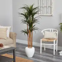 Bayou Breeze 70in. Giant Yucca Artificial Tree in White Planter UV Resistant