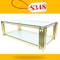 Rectange Gold Glass Coffee Table Sale !!