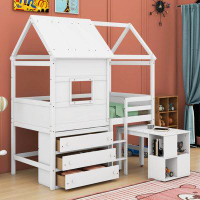 Harper Orchard Sekar Kids Twin Loft Bed with Drawers