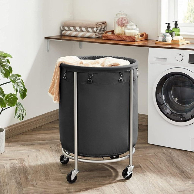 NEW LARGE LAUNDRY BASEKT WITH WHEELS ROLLING LAUNDRY HAMPER RLS001B01 in Other in Alberta
