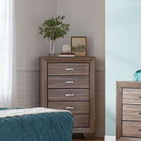 Red Barrel Studio Wood Chest With 5 Drawers In Washed Taupe