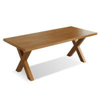 Fit and Touch 86.61" Light brown Solid Wood Dining Table