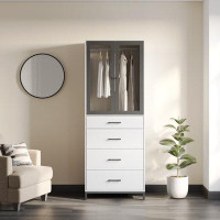 Scott Living Legault 30" Wardrobe Closet with 4 Drawers and 2 Door Cabinet Closet System