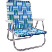 Arlmont & Co. Lawn Chair USA|Folding Aluminum Webbed Chair for Camping & Beach | Back Beach Chair with White Arm