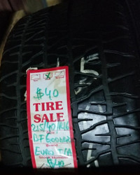 P 215/40/ R16 BF GOODRICH EURO T/A M/S Used All Season Tire - 50% TREAD LEFT $40 for THE TIRE / 1 TIRE ONLY !!