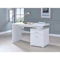 Latitude Run® Arsenijs White 2-Drawer Office Desk