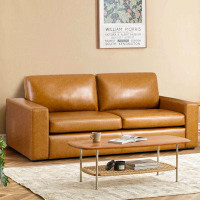 Latitude Run® 84.6'' Faux Leather Square Arm Sofa