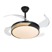 Orren Ellis 42 Inch Modern Retractable Ceiling Fan With LED Lights And Remote  6 Speed Dimmable