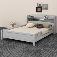 Red Barrel Studio Breighlyn Wood Full Size Platform Bed with Built-in LED Light, Storage Headboard