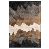 Rugpera Vera Beige And Brown And Black Color Patchwork Design Carpet Machine Woven Polyester & Cotton Yarn Area Rug03701