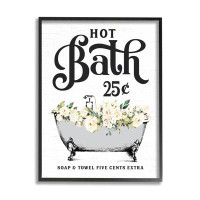 Trinx Trinx Hot Bath Floral Tub Framed Giclee Art Design By Lettered And Lined