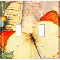 WorldAcc Metal Light Switch Plate Outlet Cover (Butterfly Apple Leaves Letter  - Single Toggle)