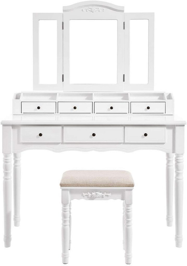 NEW TRI FOLDING VANITY MAKEUP DRESSING TABLE &amp; STOOL 825DT in Other Tables in Winnipeg