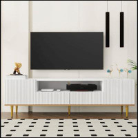 Mercer41 U-Can Modern TV Stand for 70+ Inch TV, Entertainment Centre TV Media Console Table, with Shelf Room