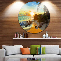 Made in Canada - Design Art 'Sunset in Tropical Beach' Photographic Print on Metal
