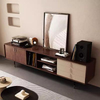 Latitude Run® Modern Nordic black walnut TV cabinet.