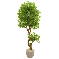 World Menagerie 6.5’ Jingo Artificial Tree in Sand Coloured Planter UV Resistant (Indoor/Outdoor)