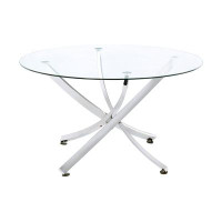 Wrought Studio Round Dining Table with Glass Top