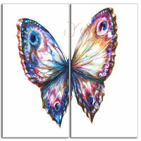 Design Art Isolated Butterfly Animal 2 Piece Graphic Art on Wrapped Canvas Set