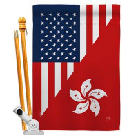 Breeze Decor US Hong Kong Friendship - Impressions Decorative Pole Bracket House Flag Set HS108436-BO