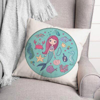 Rosecliff Heights Crebilly Mermaid and Friends Throw Pillow