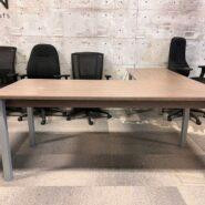 Global Newland L-Shape Desk with Metal Leg – 72 x 72 – Absolute Acajou in Desks in Toronto (GTA)