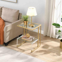 Mercer41 Side Table, 2-Tier Acrylic Glass End Table For Living Room&Bedroom