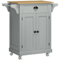 ROLLING KITCHEN CART ON WHEELS, UTILITY BAR CART WITH DRAWER, 2 TOWEL RACKS AND ADJUSTABLE SHELF, GRAY