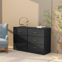 Mercer41 Modern Black 6-Drawer Dresser for Bedroom - Ample Storage Wide Chest of Drawers