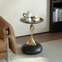 HBAUDAI White Pedestal Side Table for Small Spaces