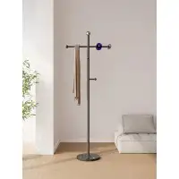 Rebrilliant Mackenize Steel Freestanding 8 - Hook Coat Rack with Weighted Marble Base Easy Assembly
