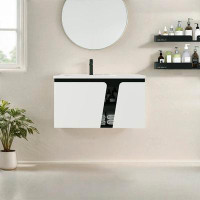 Ebern Designs 36 Inch Wall-Mounted Single Bathroom Vanity With Ceramic Top