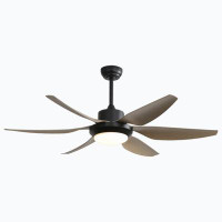 Wrought Studio 54 Inch Indoor Ceiling Fan With Dimmable Led Light 5 ABS Blades Remote Control Reversible DC Motor Black