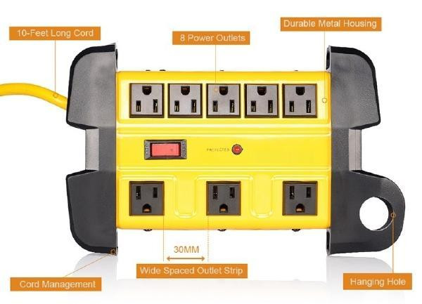 8-Outlets Metal Housing Surge Protector with 14AWG - 10ft. Cord - 1350 Joules in General Electronics - Image 3